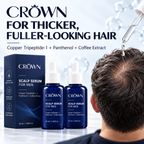 Applying CROWN Scalp Serum to the crown with the dropper